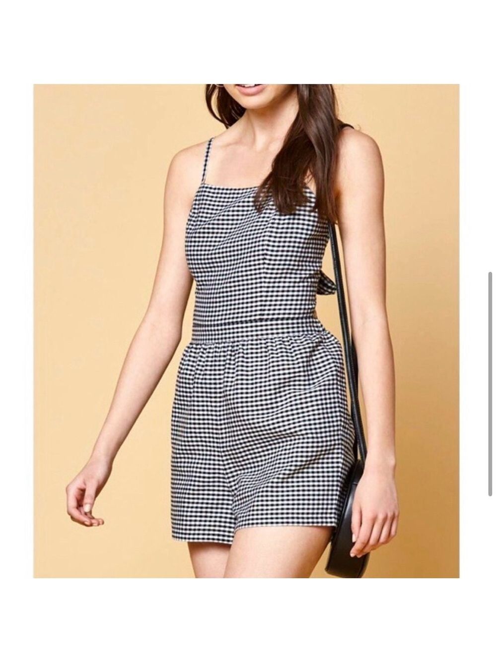 Kendall & Kylie Gingham Checkered Print Black and White Romper - Picture 2 of 6